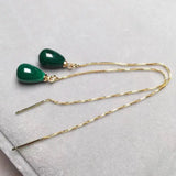 10*7MM Natural Malachite Drop Earrings - Women's Jewelry