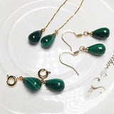10*7MM Natural Malachite Drop Earrings - Women's Jewelry