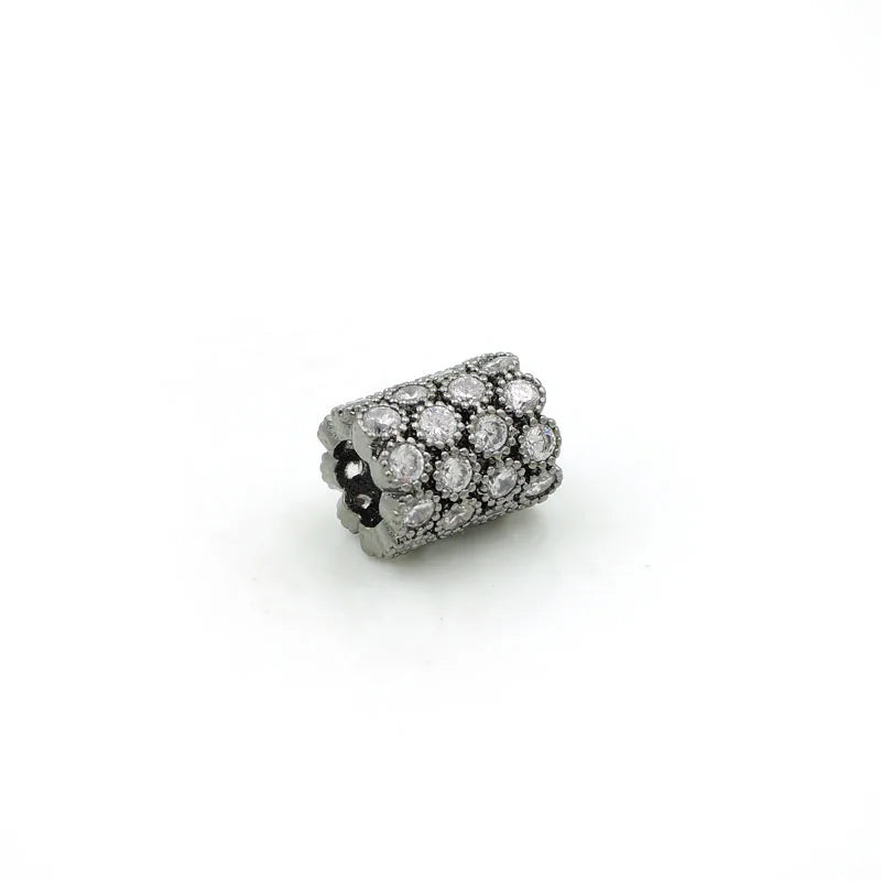 Micro Pave Clear CZ Round Tube Beads Fit For DIY Bracelets Or Necklaces