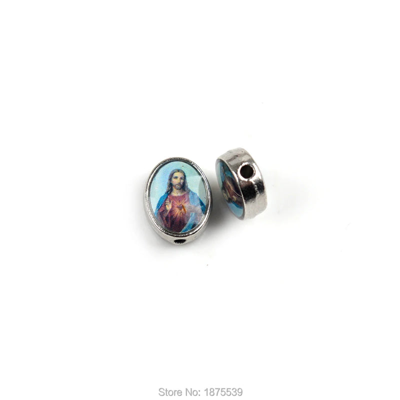 10*8 mm Oval Catholic Beads Sacred Heart John Paul II
