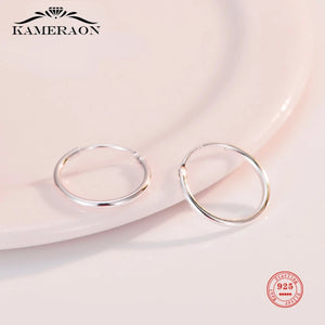 10-90mm Sterling Silver Hoop Earrings Men Women Party Jewelry