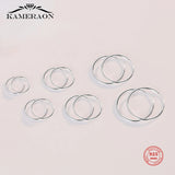 10-90mm Sterling Silver Hoop Earrings Men Women Party Jewelry