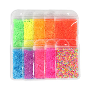 10 Bags Glitter Resin Fillings Fluorescence Round Sequins Nail Art Decor