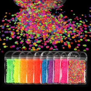 10 Bags Glitter Resin Fillings Fluorescence Round Sequins Nail Art Decor