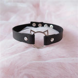 Japanese Cat Leather Necklace Heart Choker Gothic Women Jewelry Gift