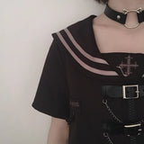 Japanese Cat Leather Necklace Heart Choker Gothic Women Jewelry Gift