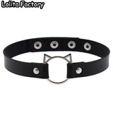 Japanese Cat Leather Necklace Heart Choker Gothic Women Jewelry Gift