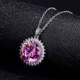 10 Carats Pink Crystal Zircon Diamond Pendant Necklace for Women