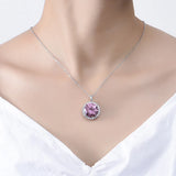 10 Carats Pink Crystal Zircon Diamond Pendant Necklace for Women