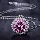 10 Carats Pink Crystal Zircon Diamond Pendant Necklace for Women