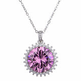 10 Carats Pink Crystal Zircon Diamond Pendant Necklace for Women