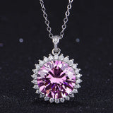 10 Carats Pink Crystal Zircon Diamond Pendant Necklace for Women