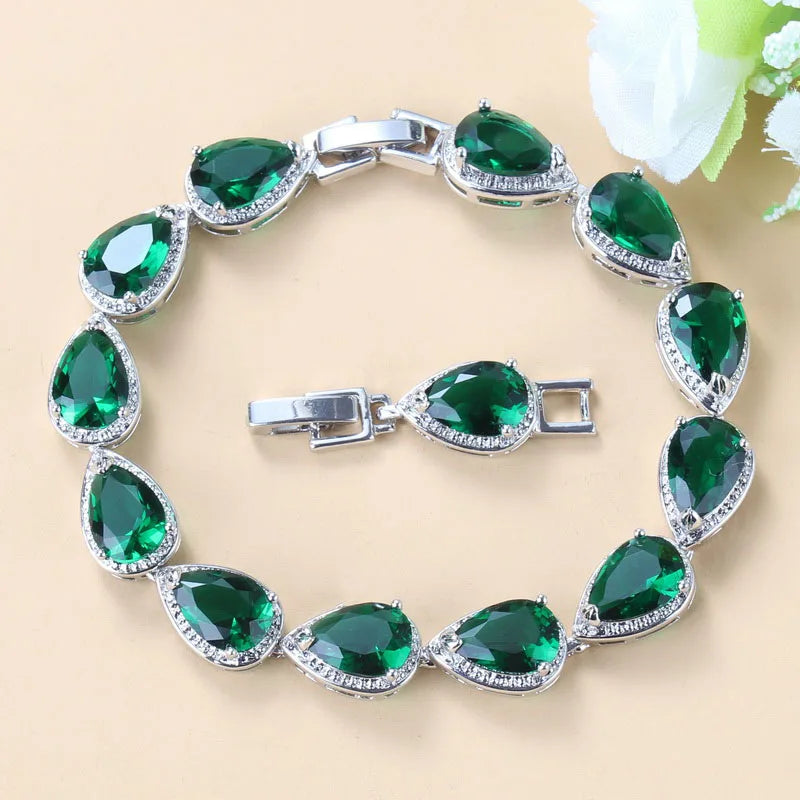 Green CZ 925 Mark Health Bracelet Bangle