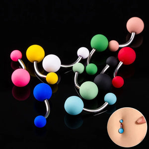 10 Colors Belly Piercing Navel Ring Rubber Painting Ball Stainless Steel
