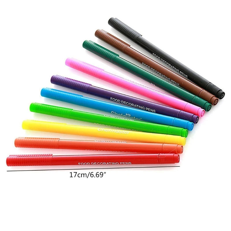 10 Edible Ink Markers for Cookies Resin Food Coloring Pens