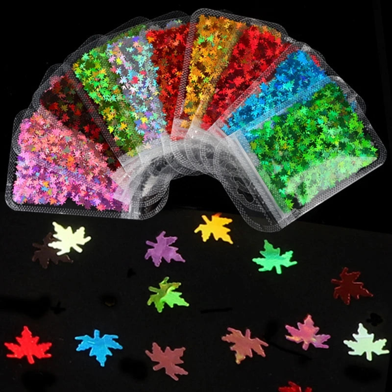 10 Colors Nail Art Fluorescent Sequins Holographic Glitter Flakes