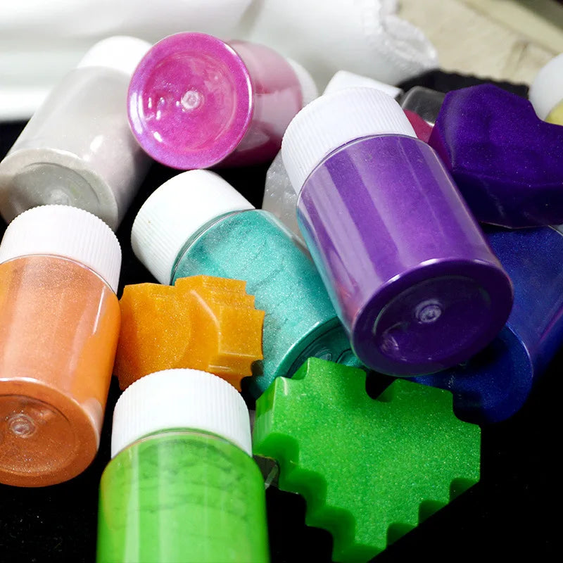 10 Colors Pearl Pigment Powder & 13 Bottles Epoxy UV Resin Colorant Dye