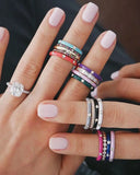 Rainbow Enamel CZ Engage Eternity Stackable Rings Women Jewelry Gift