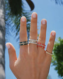 Rainbow Enamel CZ Engage Eternity Stackable Rings Women Jewelry Gift
