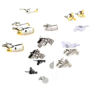 Propeller Bullet Cufflinks Men Airscrew Shot Gun Cuff Links
