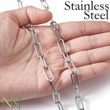 10Ft PaperClip Chain Stainless Steel Bulk for Jewelry Making