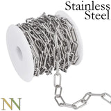 10Ft PaperClip Chain Stainless Steel Bulk for Jewelry Making
