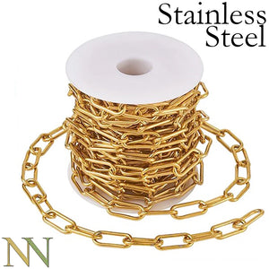 10Ft PaperClip Chain Stainless Steel Bulk for Jewelry Making