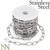 10FT PaperClip Chain Silver Stainless Steel Bulk Jewelry Making