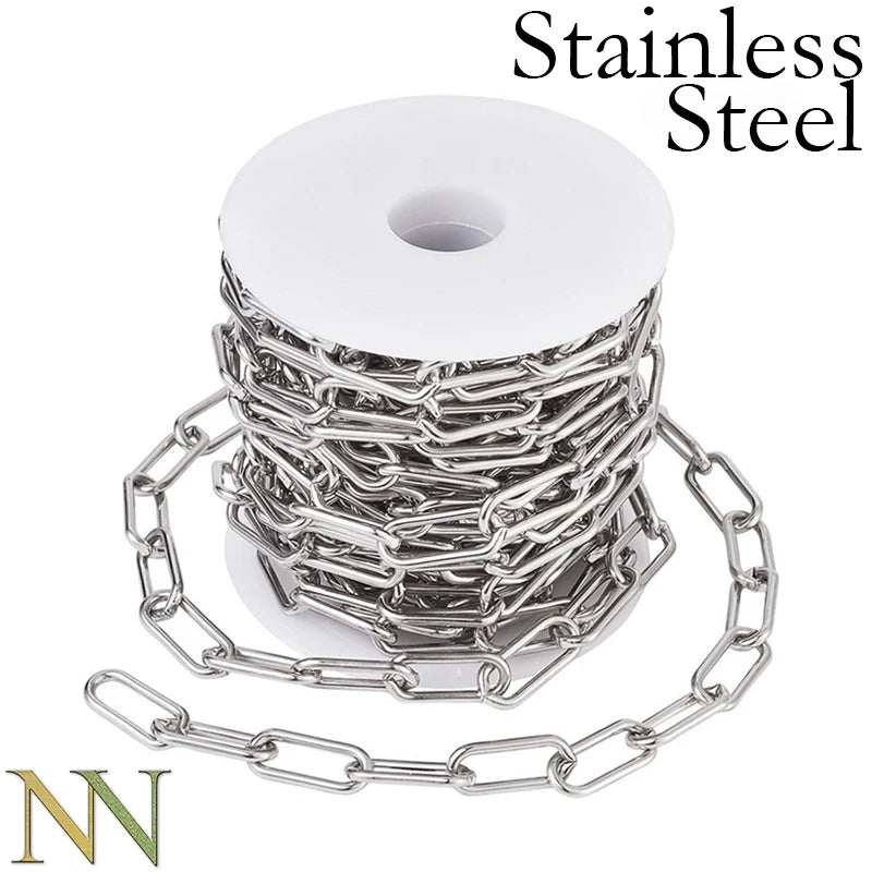 10' Stainless Steel Paper Clip Chain Necklace Jewelry Making