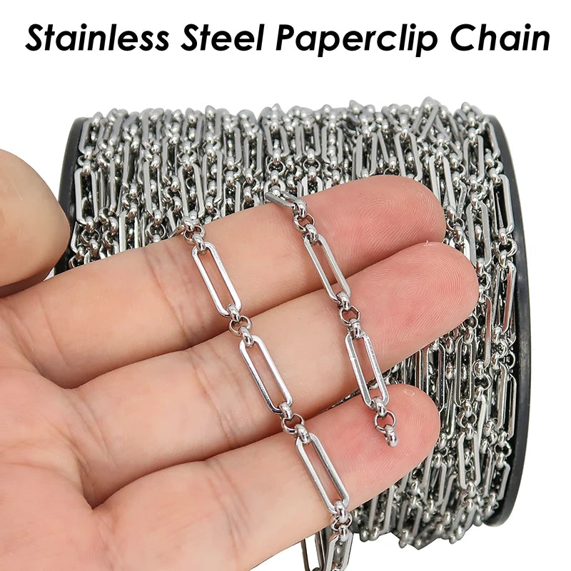 10 Feet Stainless Steel Paperclip Chain for Jewelry Making