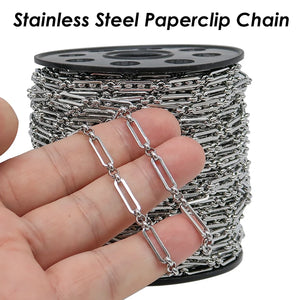 10 Feet Stainless Steel Paperclip Chain for Jewelry Making
