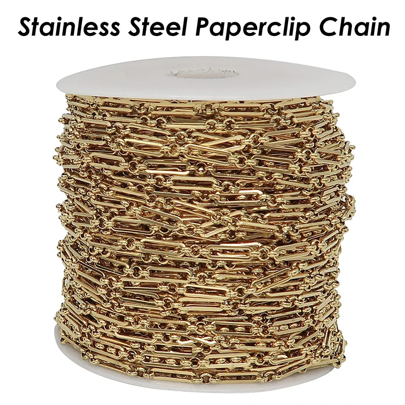 10 Feet Stainless Steel Paperclip Chain for Jewelry Making