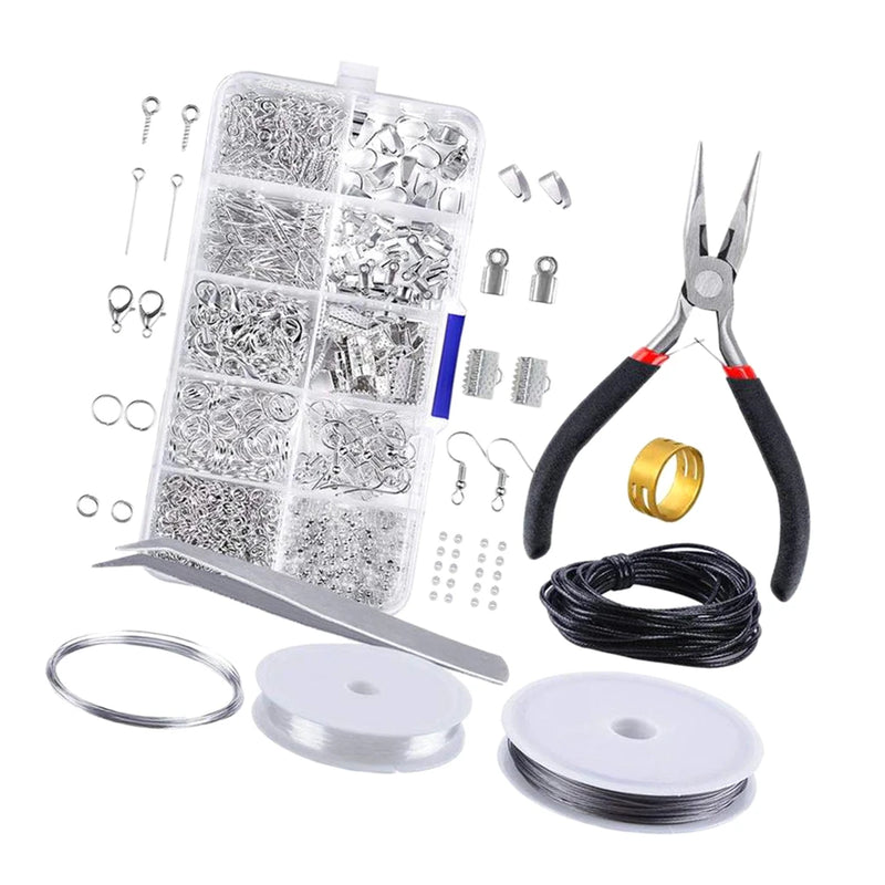 Jewelry Findings Starter Kit Pliers Tools Set Beading Making Repair 10 Grids/Box