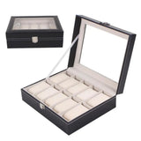 Wooden Wristwatch Display Case Storage Organizer - 10 Grids Classy Holder