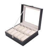 Wooden Wristwatch Display Case Storage Organizer - 10 Grids Classy Holder