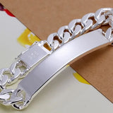 10MM Chain Bracelet Men S925 Stamped Silver Plated Jewelry