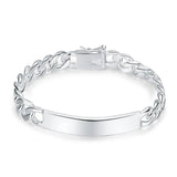 10MM Chain Bracelet Men S925 Stamped Silver Plated Jewelry
