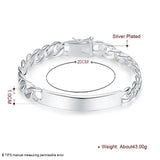 10MM Chain Bracelet Men S925 Stamped Silver Plated Jewelry