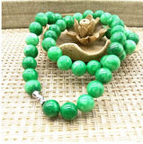 10 MM Green Wafer Beads Necklace