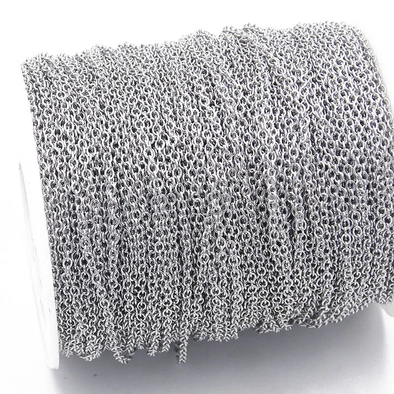 10M 3 Size Stainless Steel Round Squash Cross Chain Necklace DIY Jewelry