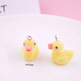 10 Flocked Duck/chick Pendant Yellow Resin Animals Flocking Micro Velvet DIY Jew