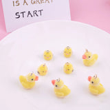 10 Flocked Duck/chick Pendant Yellow Resin Animals Flocking Micro Velvet DIY Jew