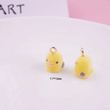 10 Flocked Duck/chick Pendant Yellow Resin Animals Flocking Micro Velvet DIY Jew