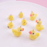 10 Flocked Duck/chick Pendant Yellow Resin Animals Flocking Micro Velvet DIY Jew