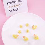 10 Flocked Duck/chick Pendant Yellow Resin Animals Flocking Micro Velvet DIY Jew