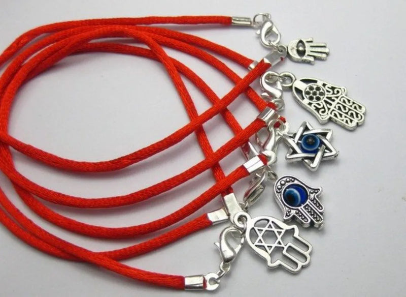 10 Mixed Kabbalah Hand Charms Red String Bracelets