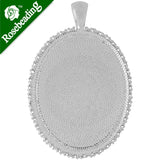 Oval Pendant Bezel with Clear Rhinestone 30x40mm