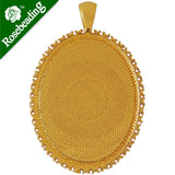 Oval Pendant Bezel with Clear Rhinestone 30x40mm