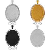 Oval Pendant Bezel with Clear Rhinestone 30x40mm