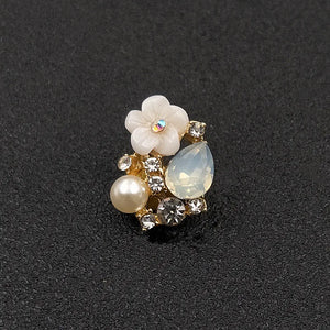 10 PCS 13*17mm Rhinestone Pearl Flower Buckles Jewelry Making